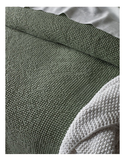 Beechworth Stonewashed Cotton Waffle Quilt Cover Set in Shrub