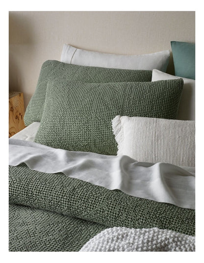 Beechworth Stonewashed Cotton Waffle Quilt Cover Set in Shrub