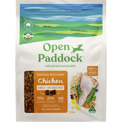 Open Paddock Chicken Kibble & Air Dried Meat Dog Food 2.5kg