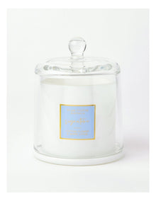 True Home Signature Candle with Cloche Cotton Flower & White Lotus