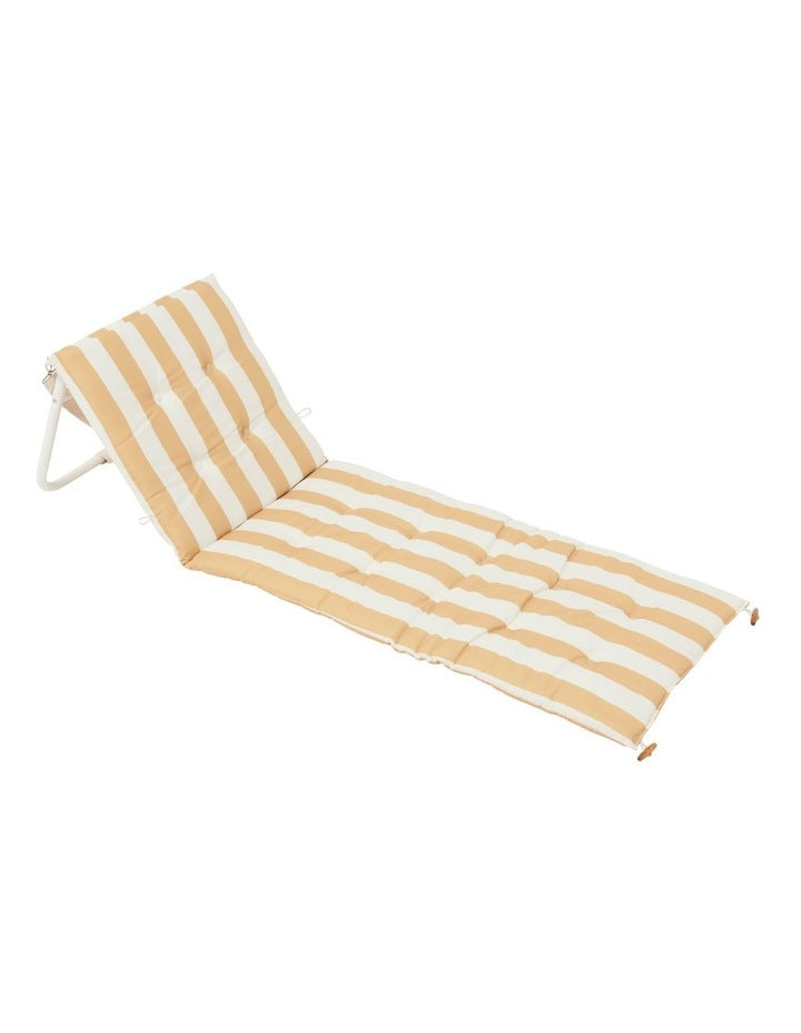 Reclining Beach Chair Mango Bay Golden in Mustard Stripe