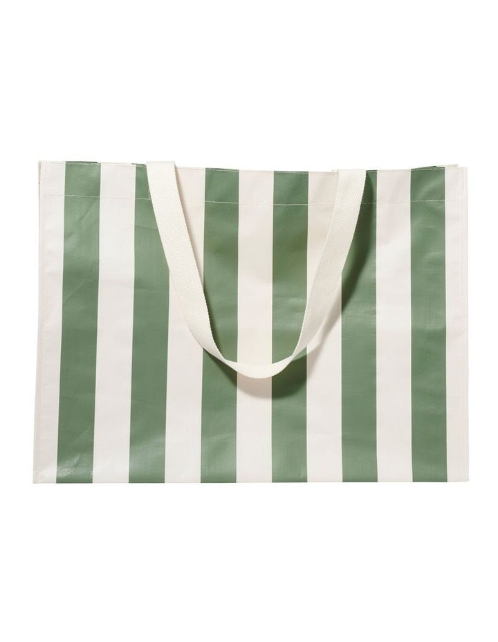 Carryall Beach Bag The Vacay in Olive Stripe