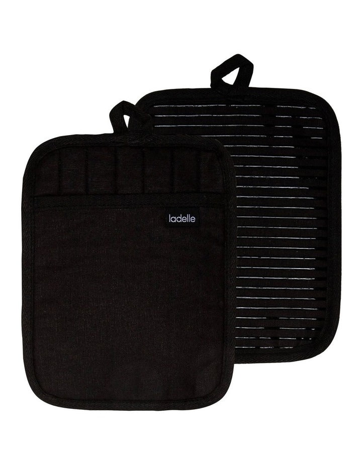 Lennox Pot Holder 2 Pack in Black