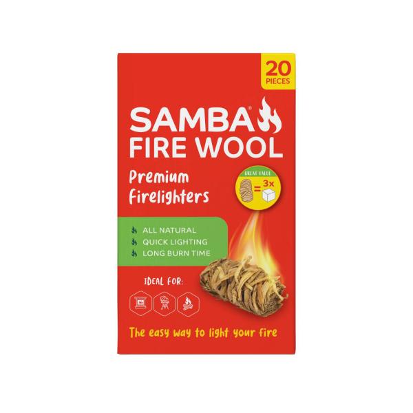 SAMBA FIRE WOOL FIRELIGHTERS 20 PACK
