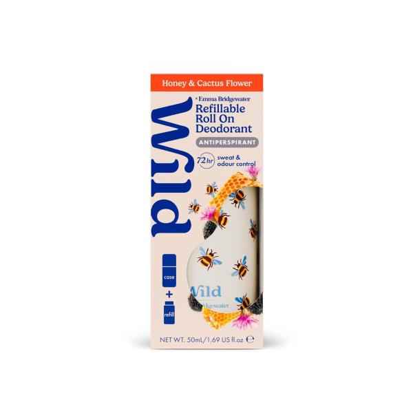 WILD DEODORANT 72HR ROLL ON BEE CASE WITH HONEY & CACTUS 50ML
