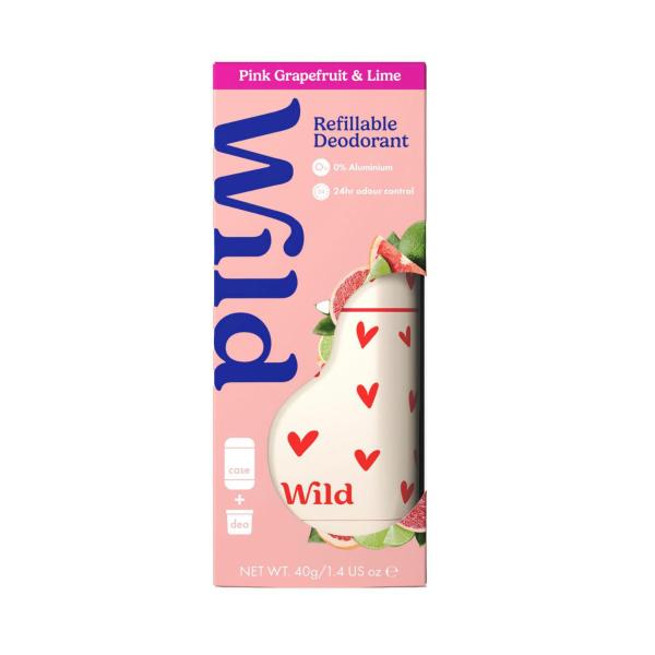 WILD DEODORANT STICK HEART CASE WITH GRAPEFRUIT & LIME 40G