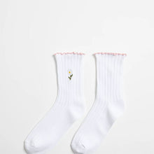 Australian Cotton Blend Motif Embroidery Frill Quarter Crew Socks