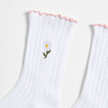Australian Cotton Blend Motif Embroidery Frill Quarter Crew Socks