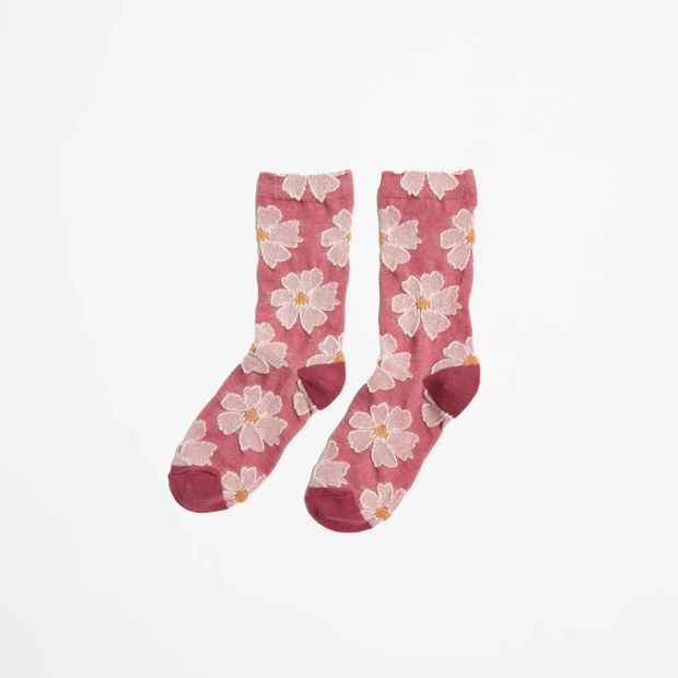 Australian Cotton Blend Embroidered Floral Crew Socks