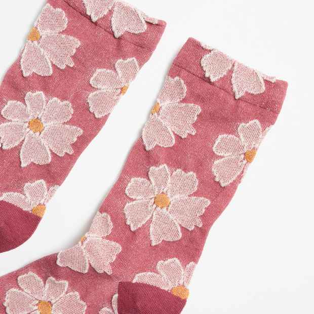Australian Cotton Blend Embroidered Floral Crew Socks