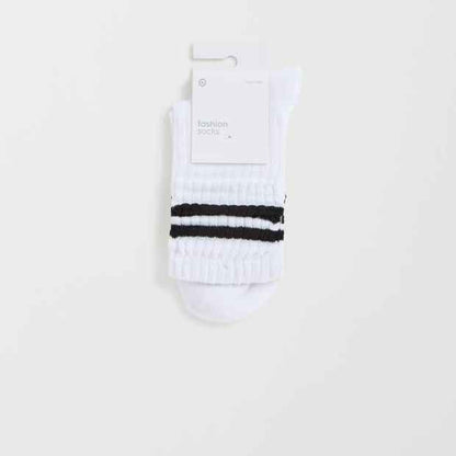 Australian Cotton Blend Slouch Sports Stripe Crew Socks
