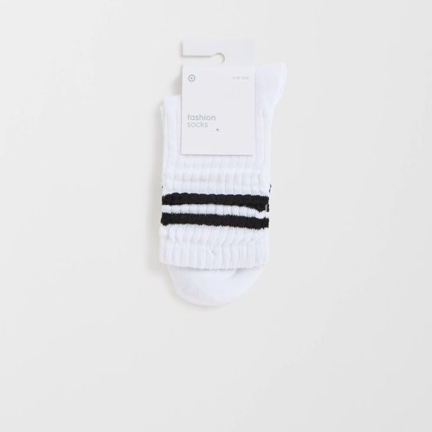 Australian Cotton Blend Slouch Sports Stripe Crew Socks