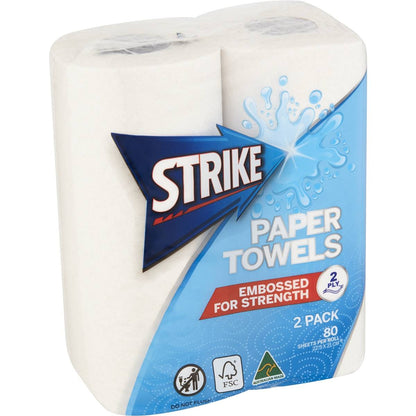 Strike Paper Towels Embossed 2 Ply 2 Pack