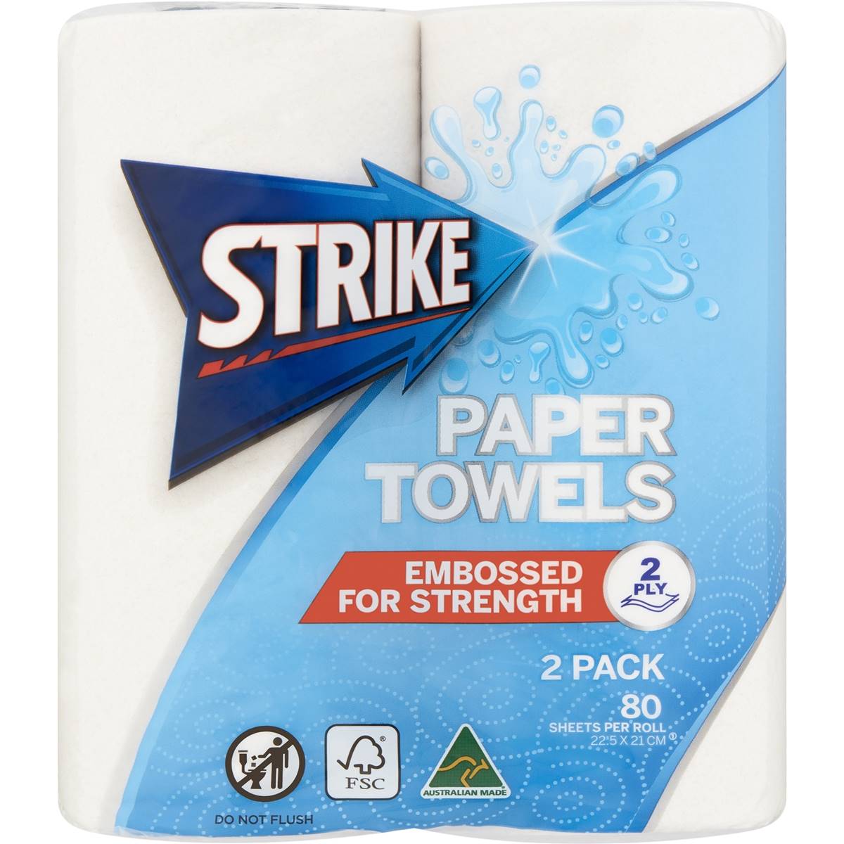 Strike Paper Towels Embossed 2 Ply 2 Pack