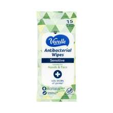 Vevelle Antibacterial Hand & Face Wipes Sensitive 15 Pack