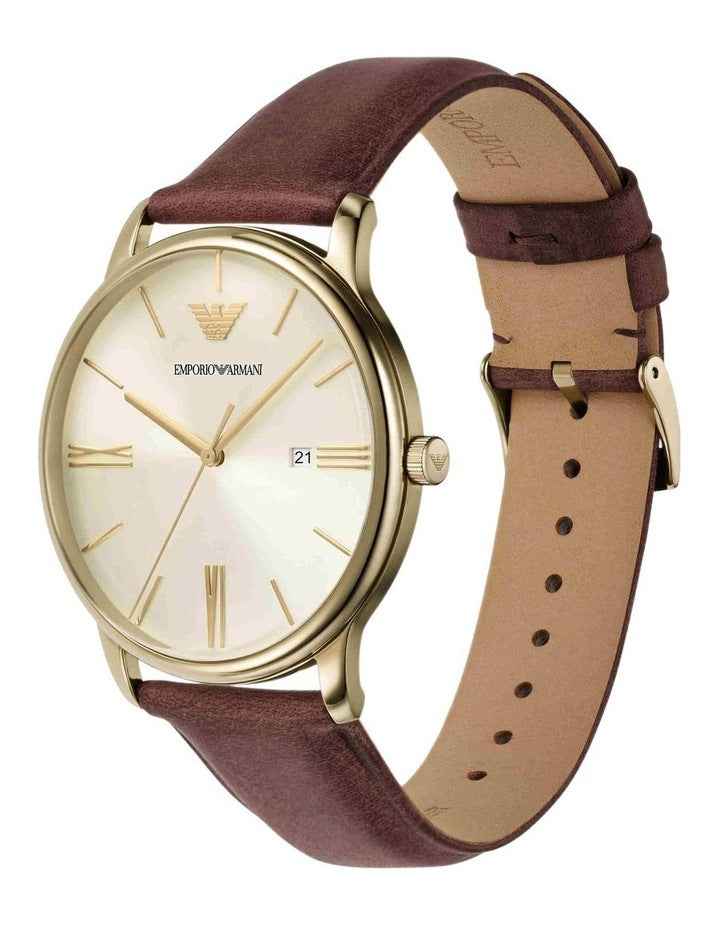 Brown Leather Strap Analogue Watch