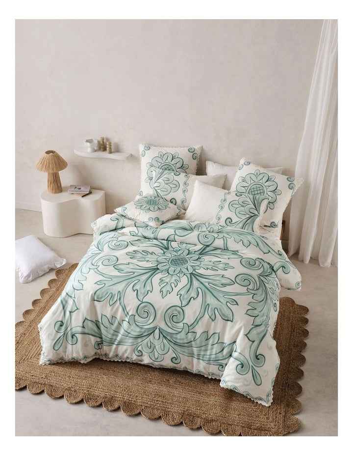 Thalia Quilt Cover Set in Blue