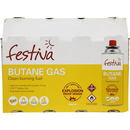 Festiva Bbq Accessory Butane Gas Cannisters 4 Pack