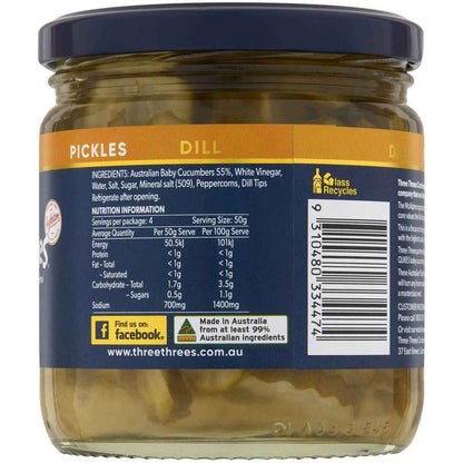 Three Threes Australian Pickles Dill Flavoured 370g