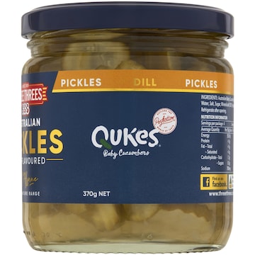 Three Threes Australian Pickles Dill Flavoured 370g