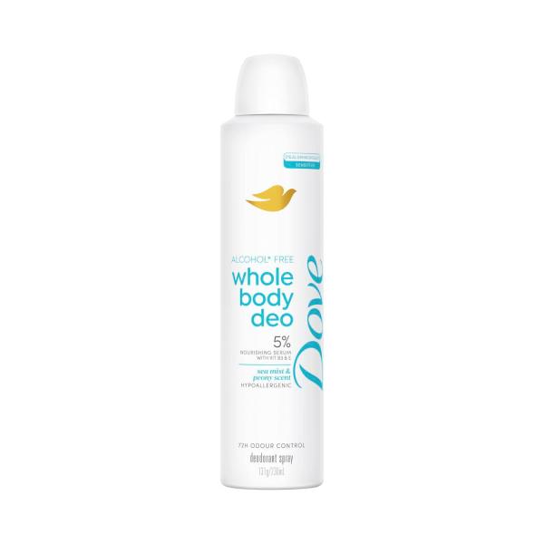DOVE WOMEN WHOLE BODY DEODORANT SPRAY SEA MIST & PEONY 230ML