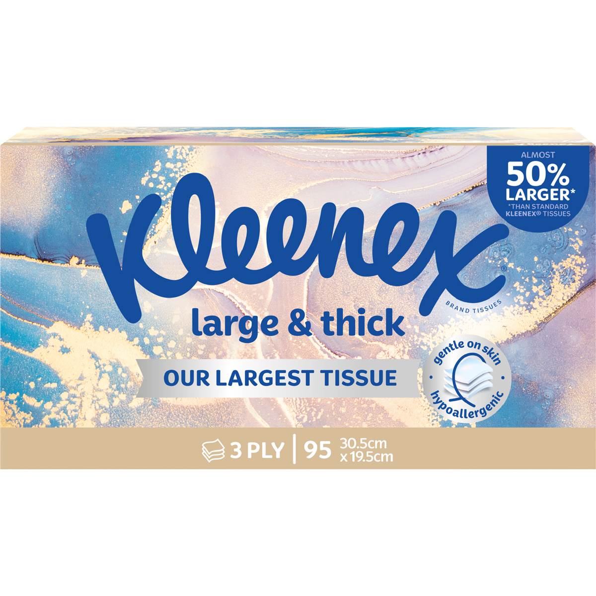 Kleenex Large & Thick 3 Ply Facial Tissues 95 Pack
