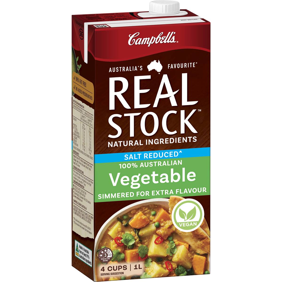Campbell's Real Stock Vegetable Salt Reduced Liquid Stock 1l