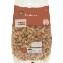 Woolworths Cashews Roasted & Salted 750g Pack