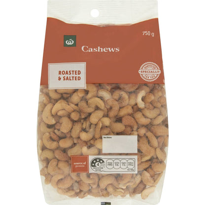 Woolworths Cashews Roasted & Salted 750g Pack