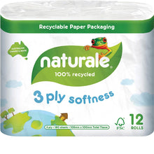 Naturale 100% Recycled Toilet Tissue 3 Ply 180 Sheets 12 Pack