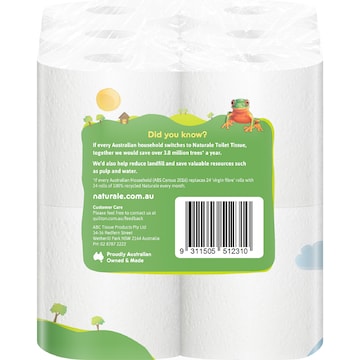 Naturale 100% Recycled 3 Ply Toilet Tissue 12 pack