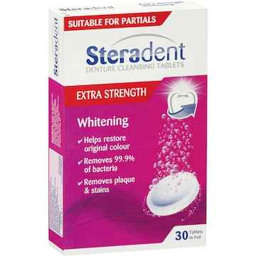 Steradent Denture Cleaning Tablets Extra Strength Intensive Whitening 30 pack