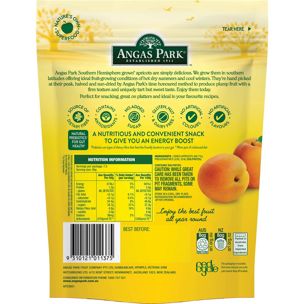 Angas Park Apricots 375g