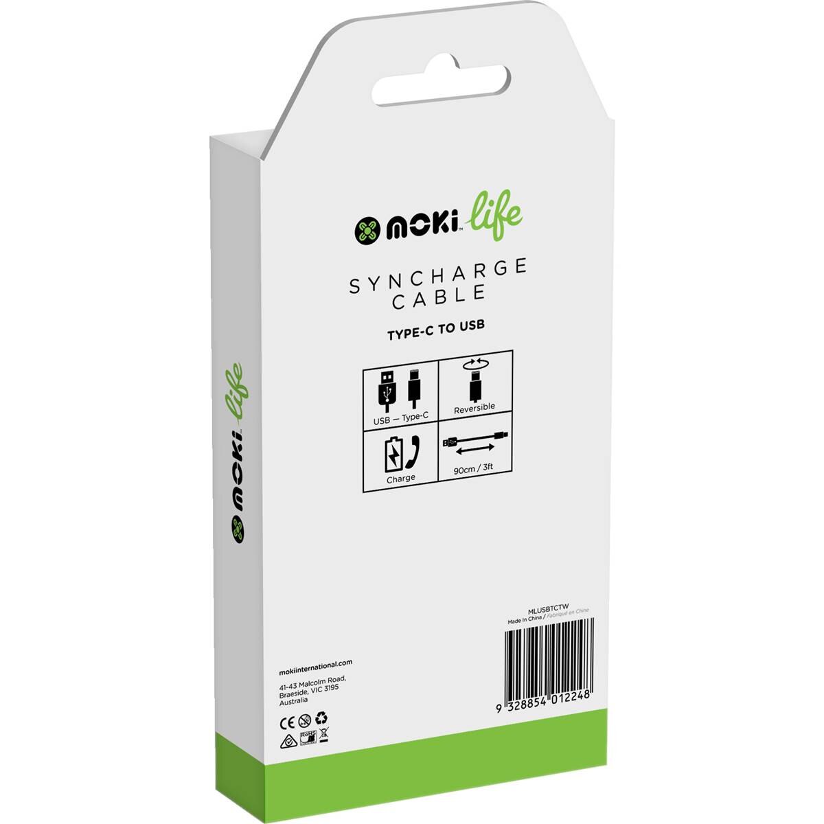 Moki Life Typec 90cm Cables Twin Pack 90cm 2 Pack