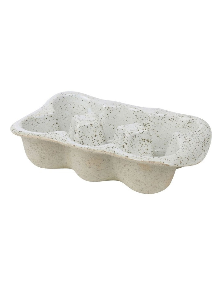 Natural Home Egg Crate 6 Cup 17.5x11.5x4.5cm in White Speckle