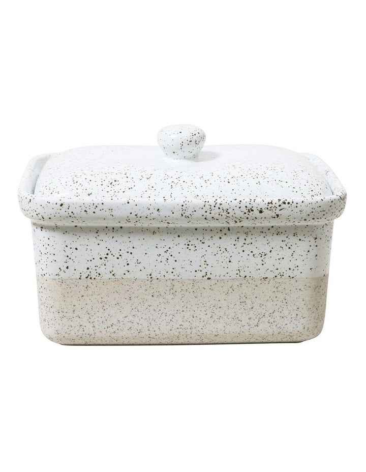 Natural Home Butter Box 16x11x10.5cm in White Speckle