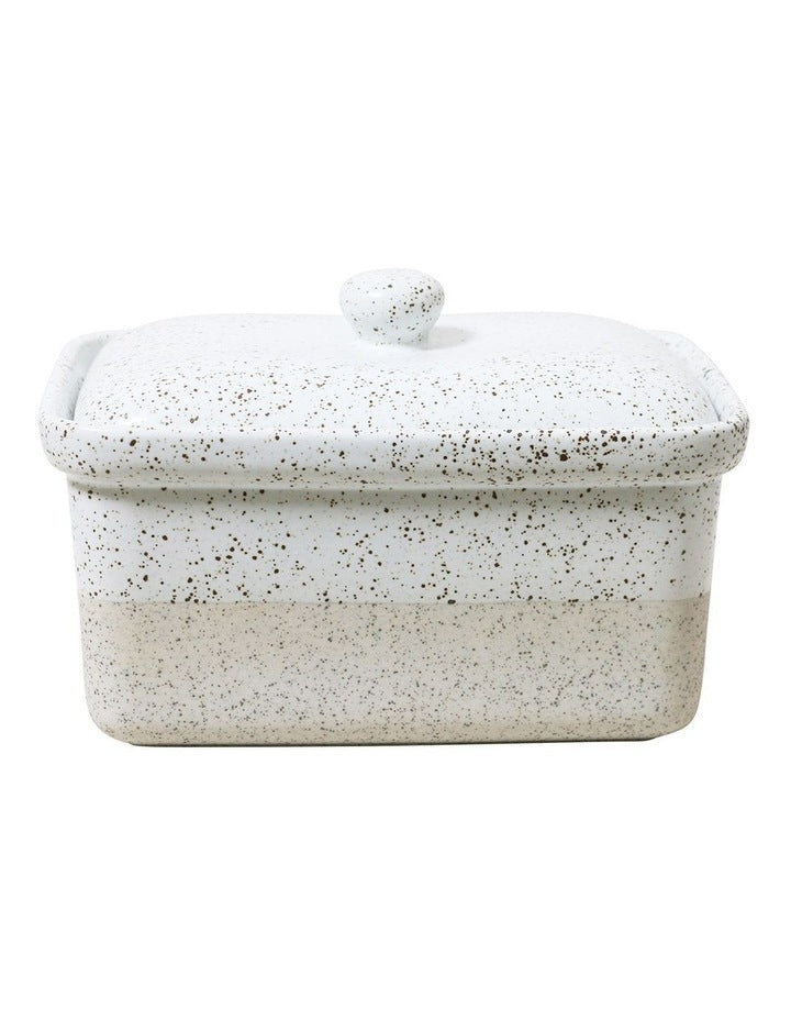 Natural Home Butter Box 16x11x10.5cm in White Speckle