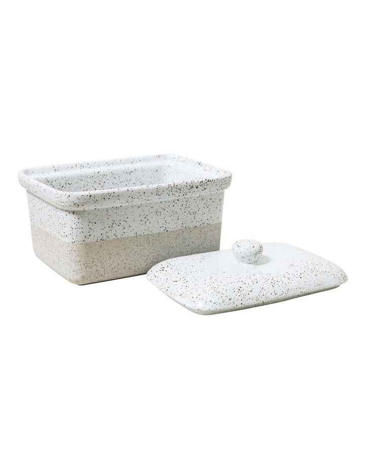 Natural Home Butter Box 16x11x10.5cm in White Speckle