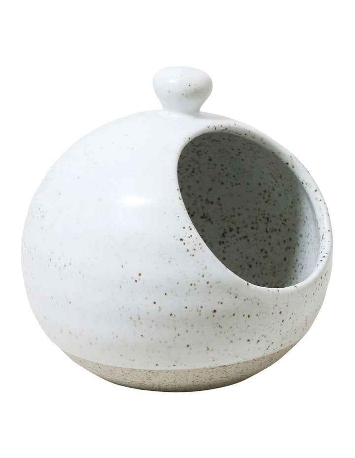 Natural Home Salt Pig 11x11x11.5cm in White Speckle