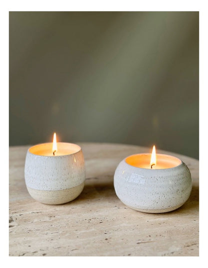 Natural Home Round Candle in White Speckle