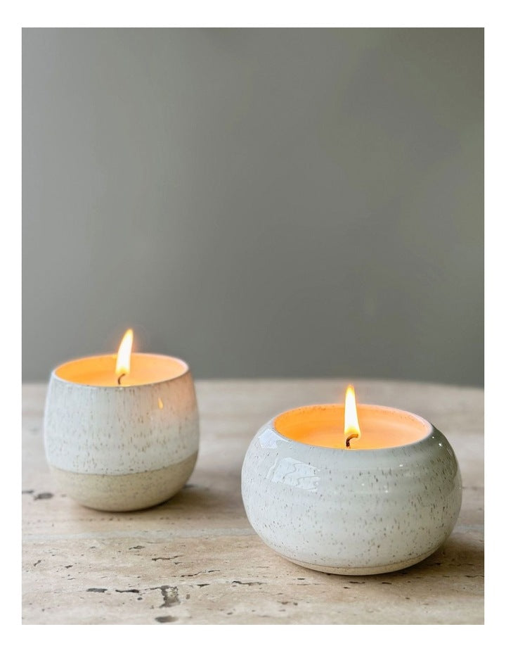 Natural Home 3 Wick Large Candle 15x7cm in White Speckle