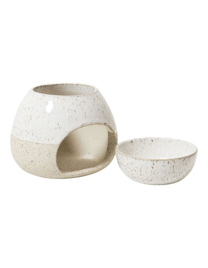 Natural Home 2 Piece Oil Burner 10cm in White Speckle