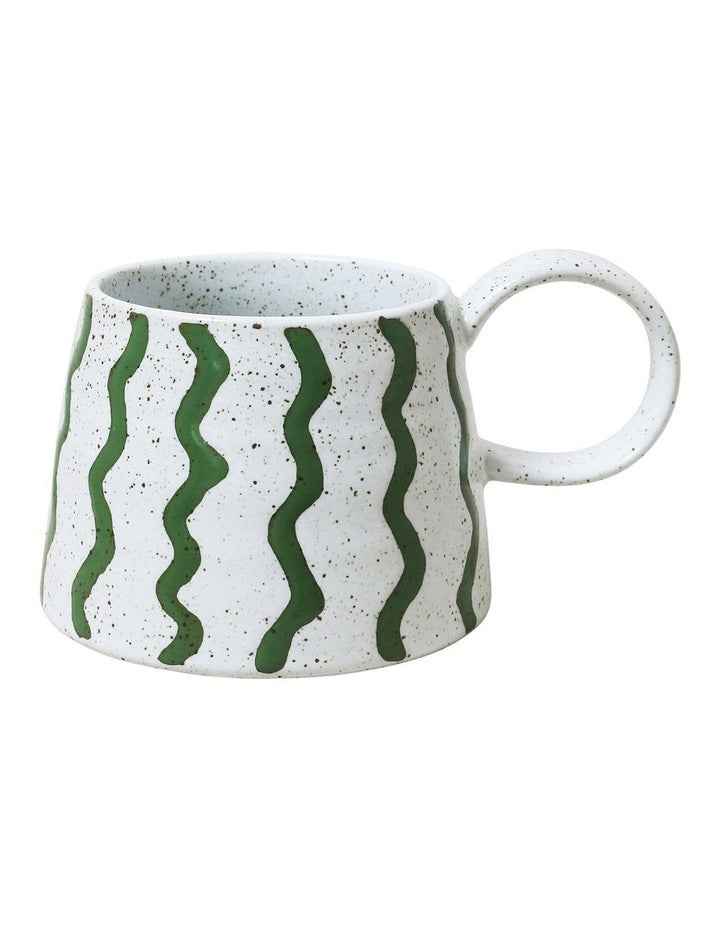 Celeste Hand Painted Mug in Green Stripe