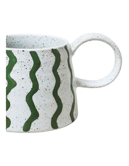 Celeste Hand Painted Mug in Green Stripe