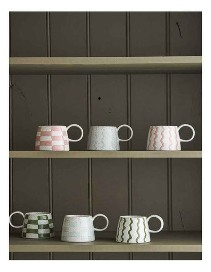 Celeste Hand Painted Mug in Green Stripe