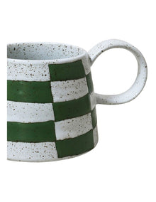 Celeste Hand Painted Mug in Green Check