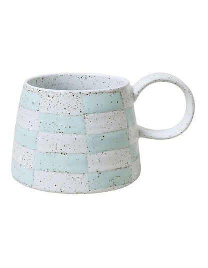 Celeste Hand Painted Mug in Blue Check
