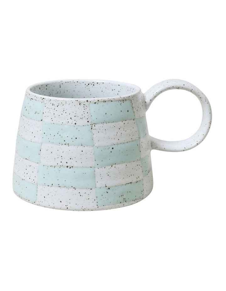 Celeste Hand Painted Mug in Blue Check