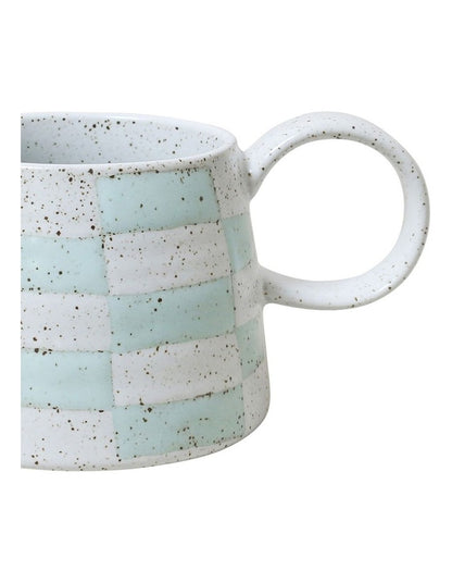 Celeste Hand Painted Mug in Blue Check