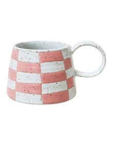 Celeste Hand Painted Mug in Pink Check
